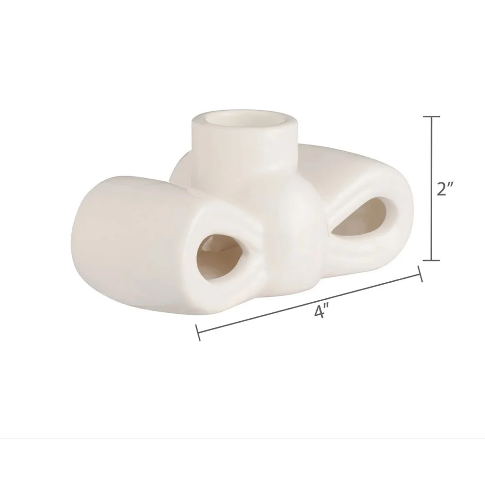 NEW My Texas House White Ceramic Bow Candle Holders 2-Piece Set One Size
